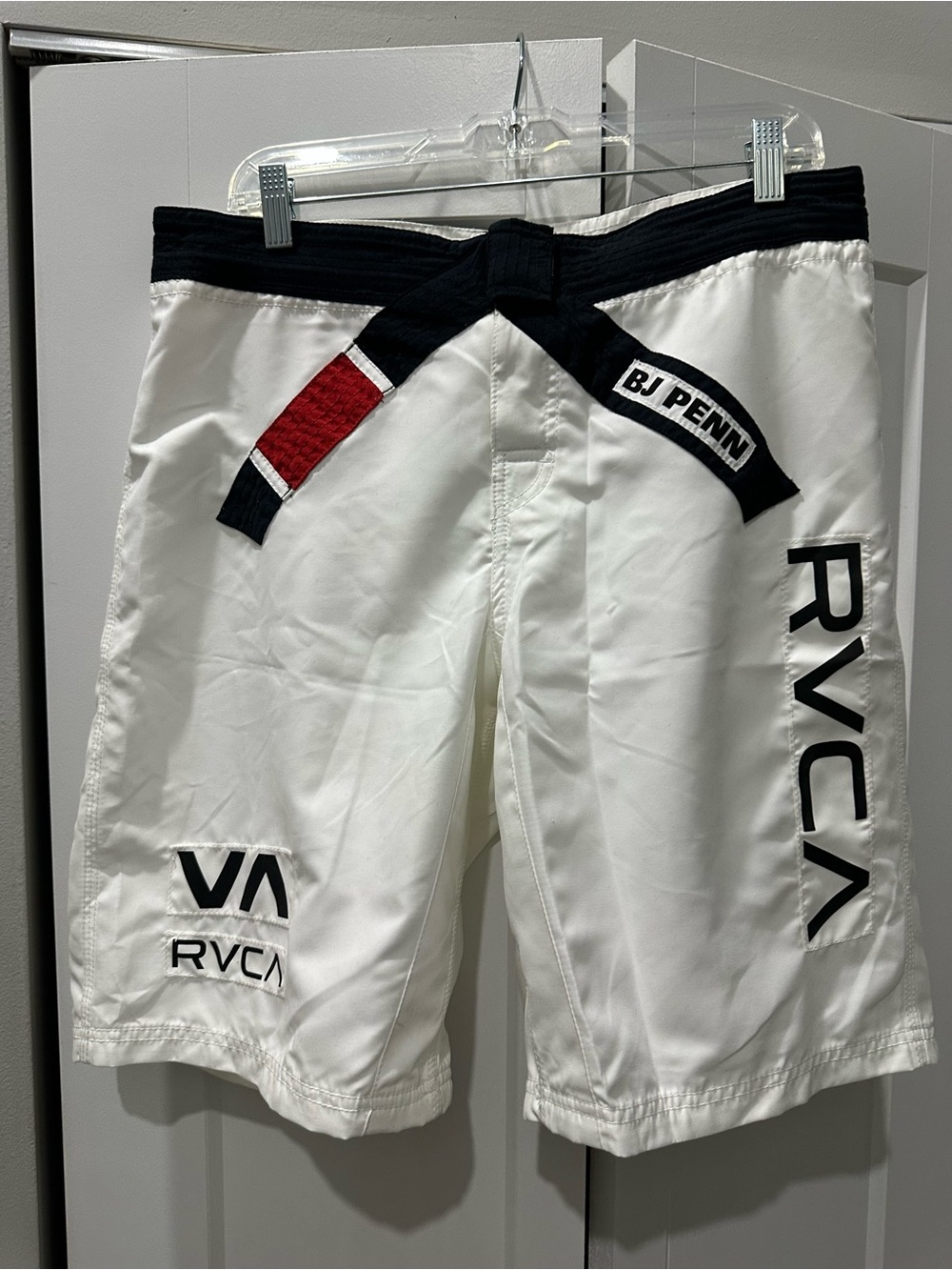 RVCA BJ Penn White Shorts with Black Graphic and Logo